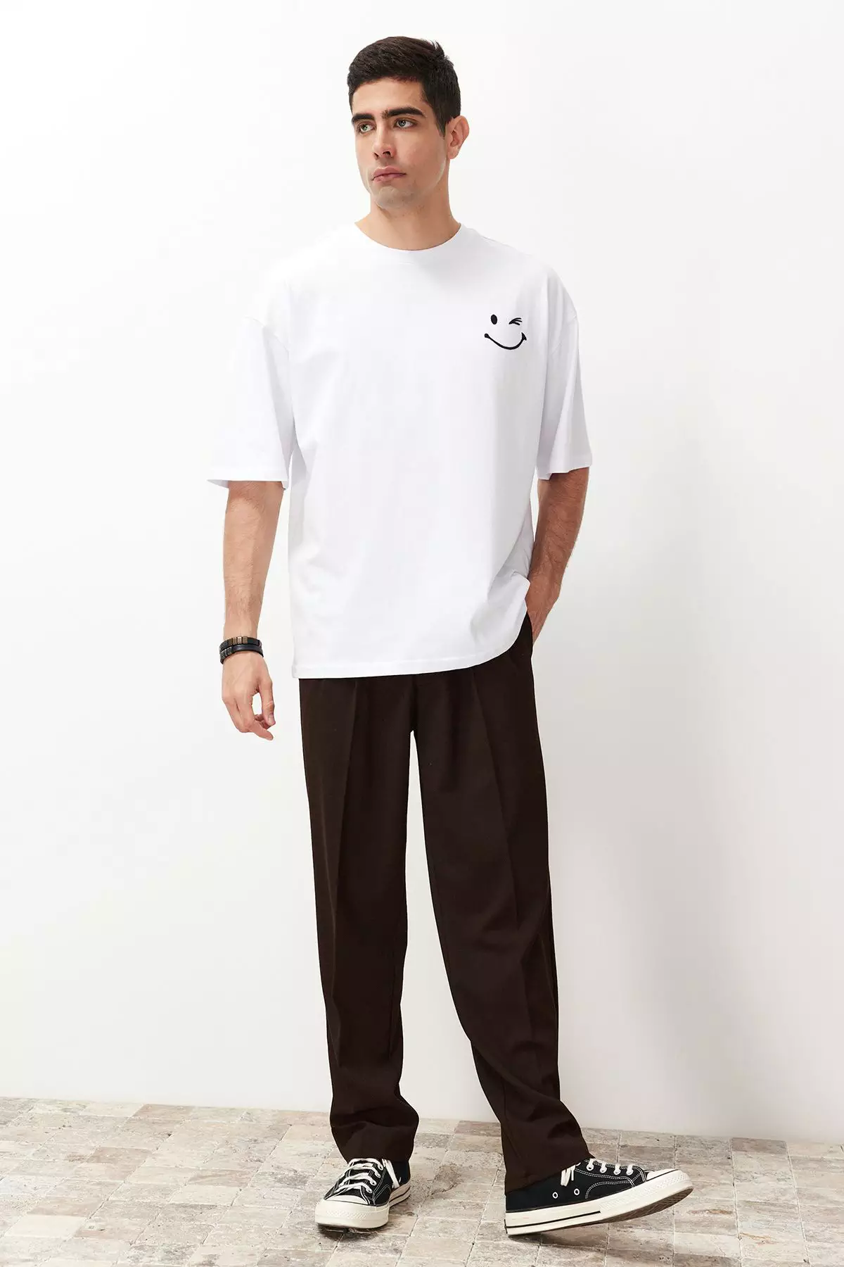 Baggy Fit Pleated Trousers