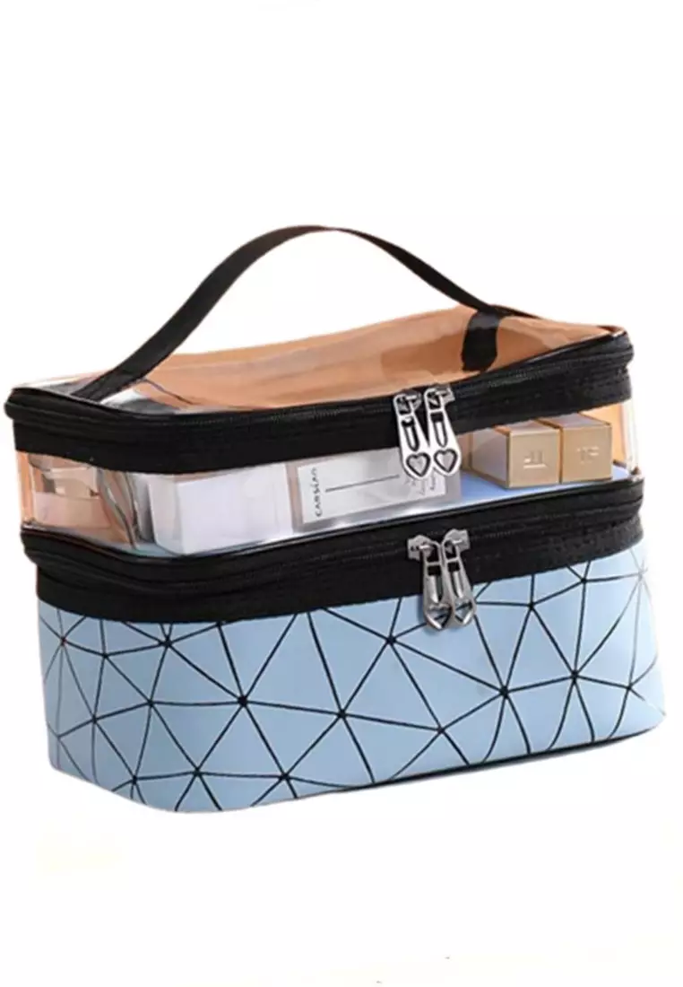 Elmar Tas Kosmetik Make Up Travel Wanita Organizer Bag Material Nylon Vinil ORIGINAL - Blue