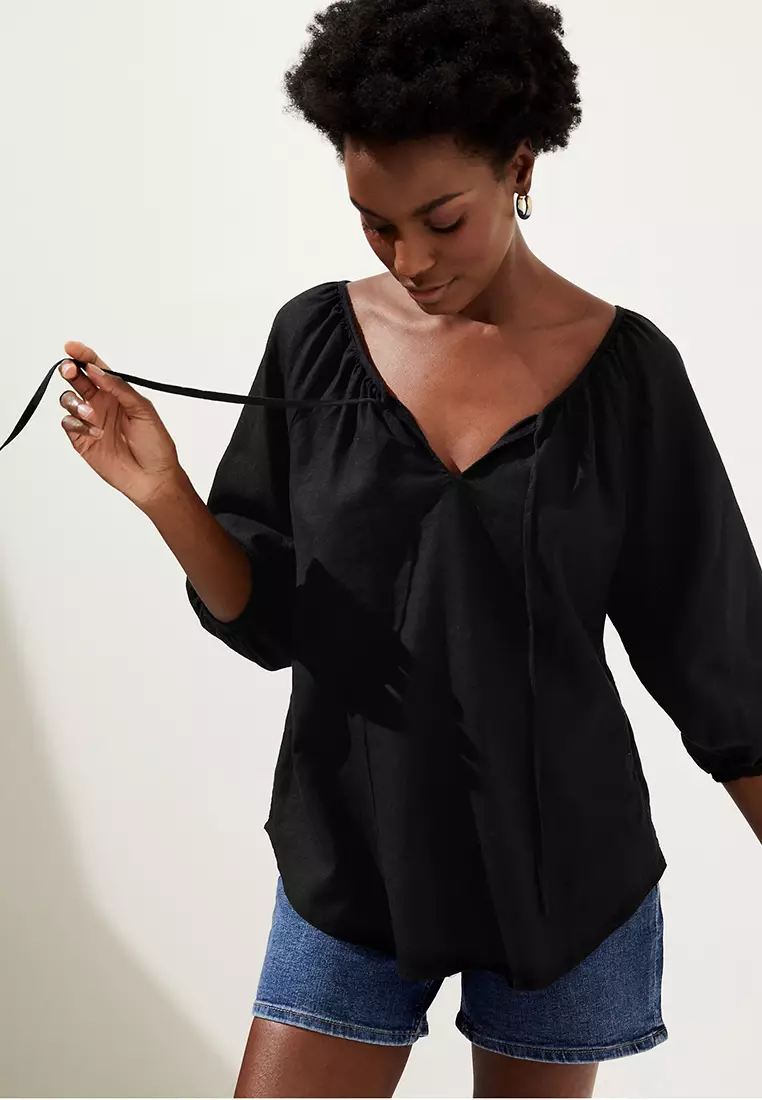 marks and spencer tie neck blouse