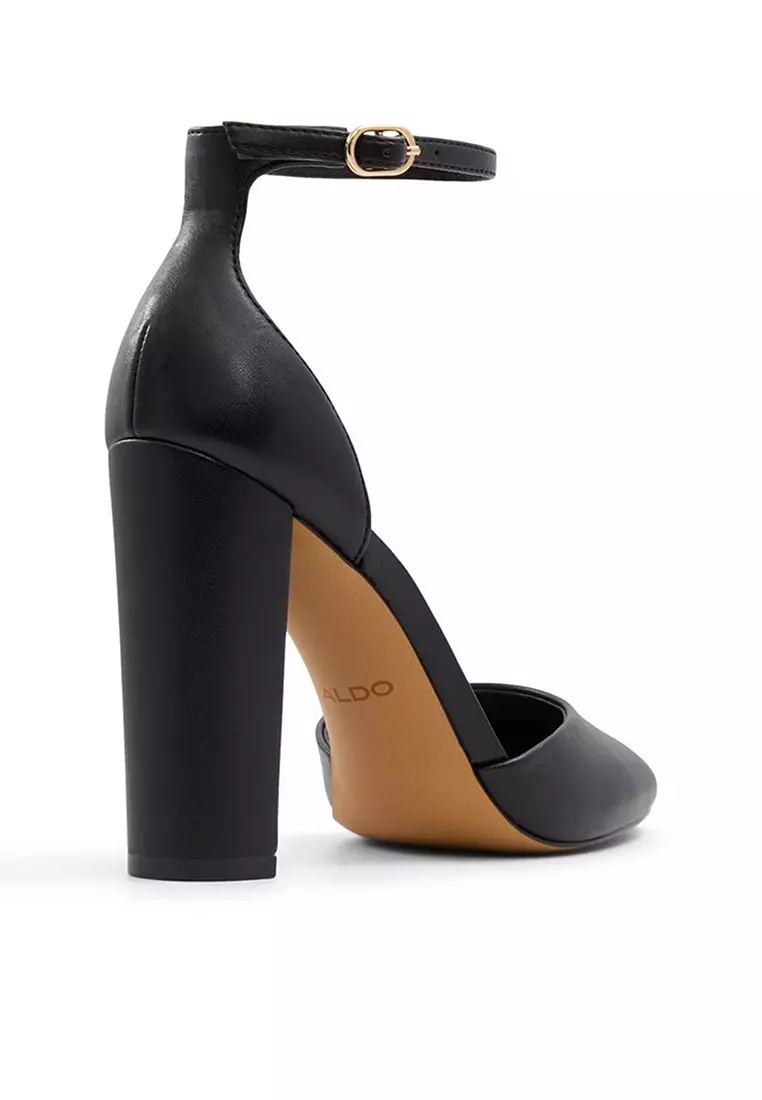 Heel Aldo Nicholes Black Closed Toe Ankle Strap Pumps ALDO