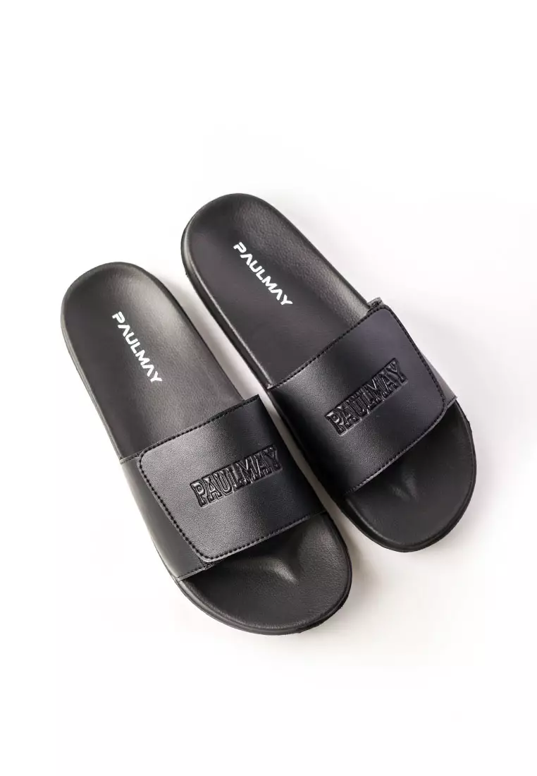 Paulmay Sandal Slide Unisex Slippers Straps Black