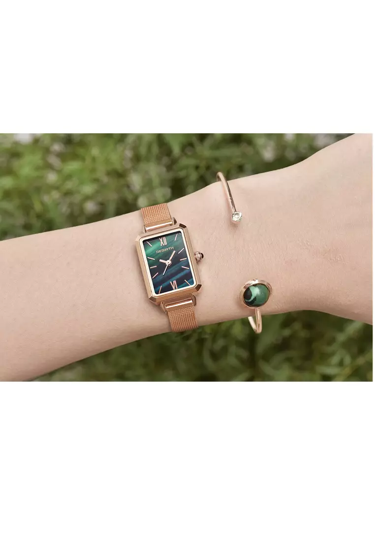 Jam Tangan Wanita Kelahiran kembali fashion wanita kuarsa jam tangan stainless steel band gaya busana kasual dengan gelang