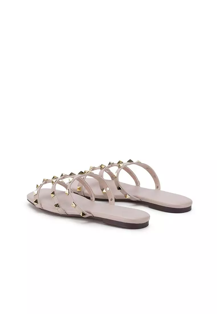 STUDDED FLAT SLIDE 四方凸钉平底拖鞋