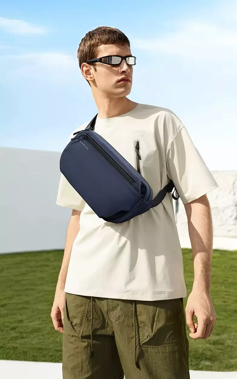 BANGE BG7851 Tas Selempang Pria Crossbody Sling Chest Waist Bag Ringan Cowok - NAVY
