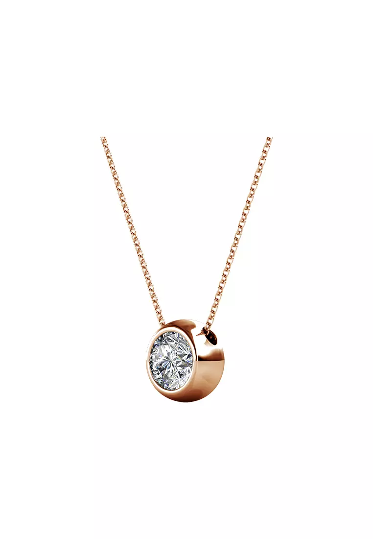 Birth Stone Moon Pendant April Diamond RG - Kalung Crystal Swarovski by Her Jewellery