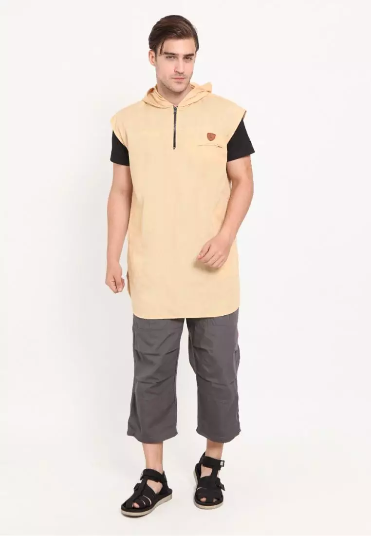 Zayidan Rompi Sholat Hoodie Muslim Pria - Kuning Gading