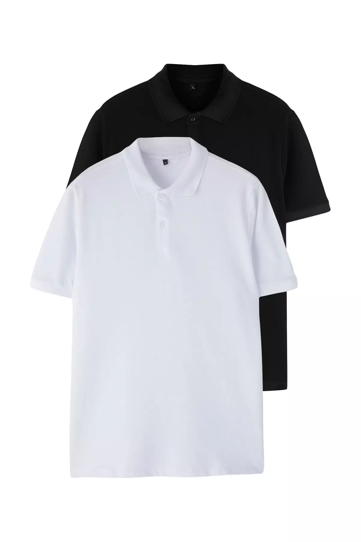 Black-White 2-piece Regular/Normal Cut 100% Cotton Polo Neck T-shirt TMNSS25PO00022