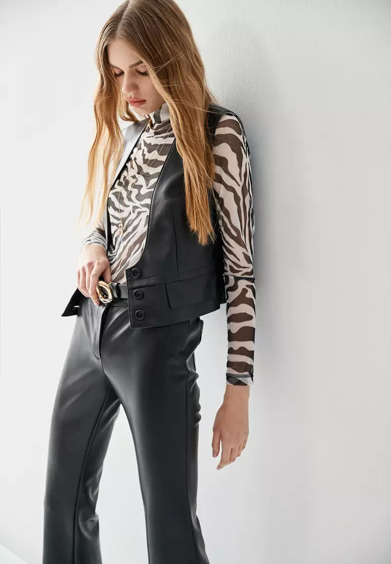 Zebra Print Turtle Neck Top