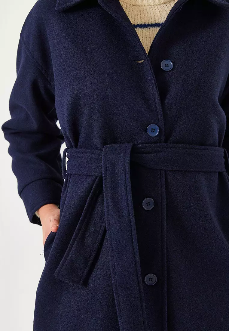 Women's Belted Long Stamp Coat 2498 60261002
