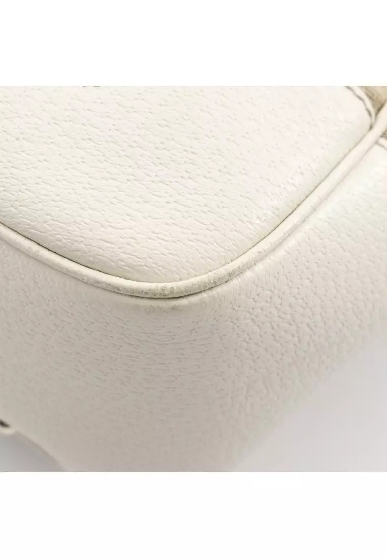 Pre-Loved Gucci Bamboo Horsebit GG canvas Handbag tote bag canvas leather beige off white