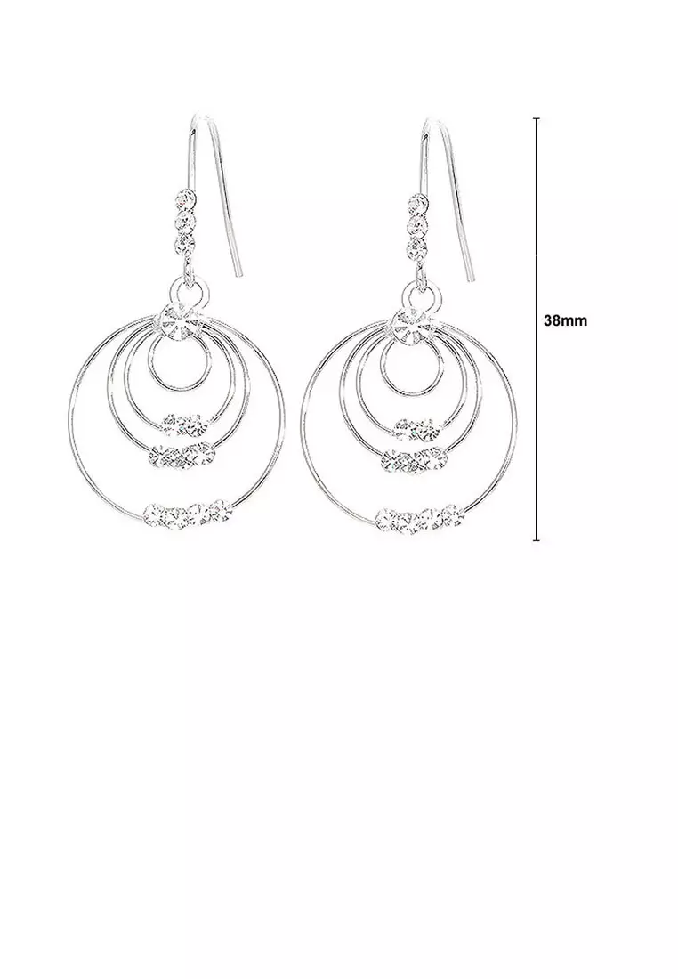 Triple Circle Earrings with Silver Austrian Element Crystals