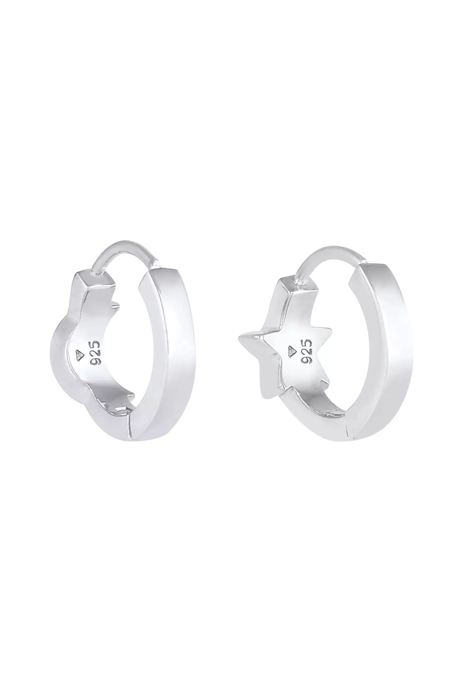 Earrings Hoops Stars Moon Astro Look Crystals