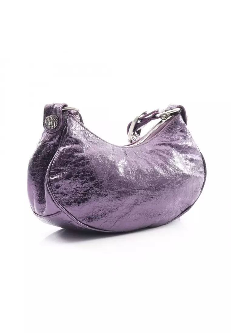 Pre-Loved BALENCIAGA LE CAGOLE XS Le Cagoule Shoulder bag leather purple