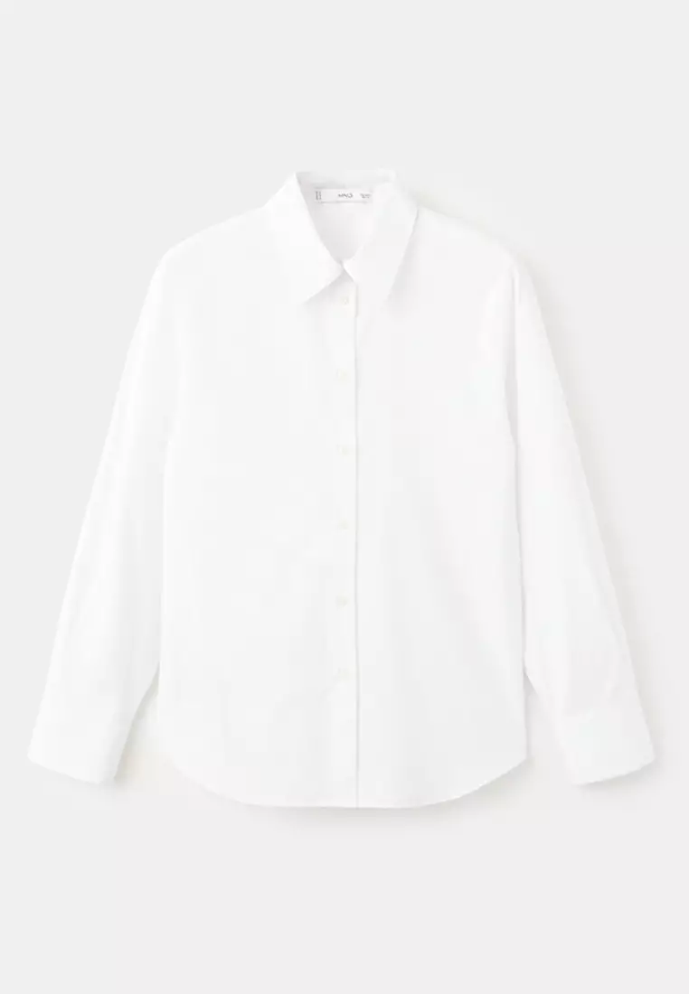 Cotton And Lyocell Blend Straight Shirt