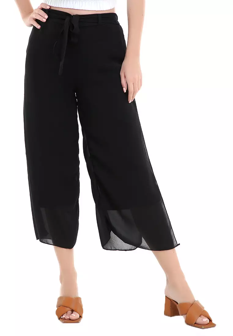 Axel Long Pants Design Simple Bawahan Wanita Casual - Black