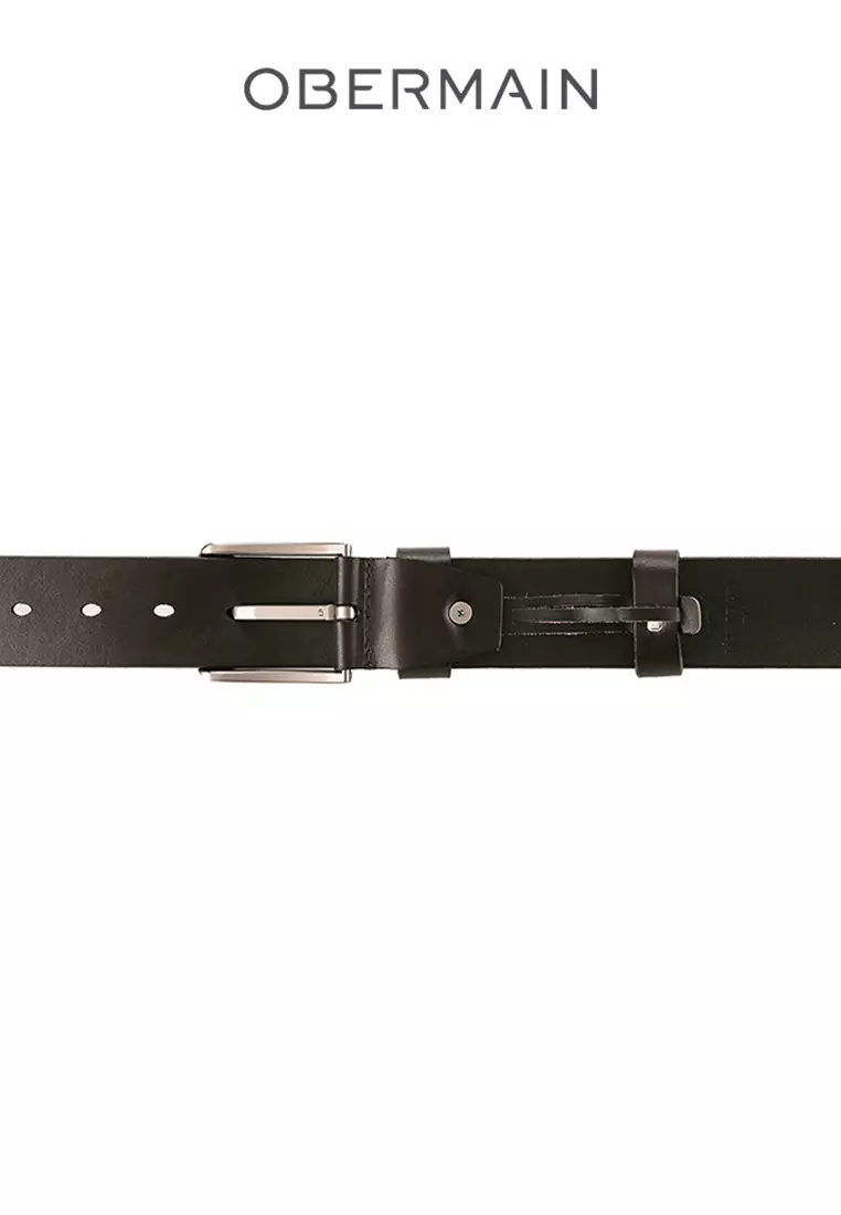Men's Belt 40MM Pin Clip Buckle Genuine Leather  Dark Brown