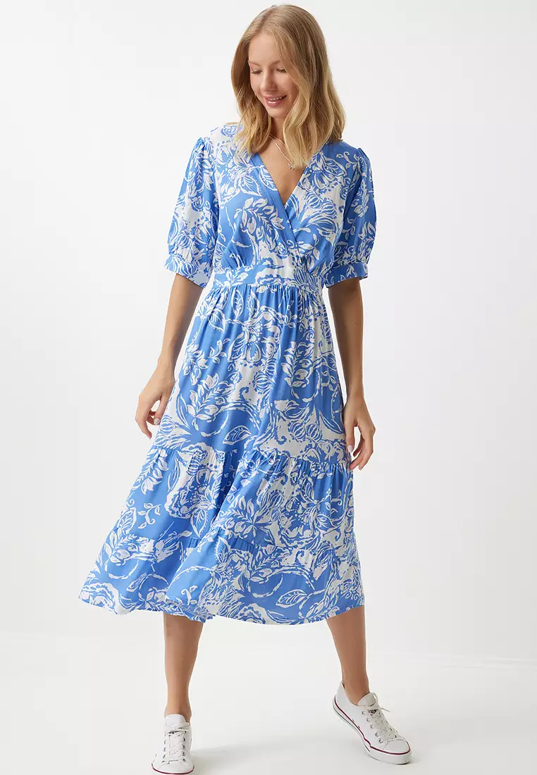 Floral Wrap Midi Dress