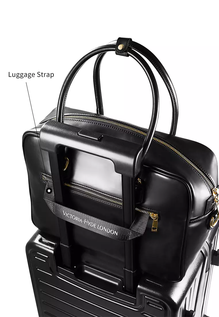 Margaret L Women's Black Top Handle Handbag Top Zipper - Microfiber Leather Travel & Business Bag (Laptop compatible std. size 14")