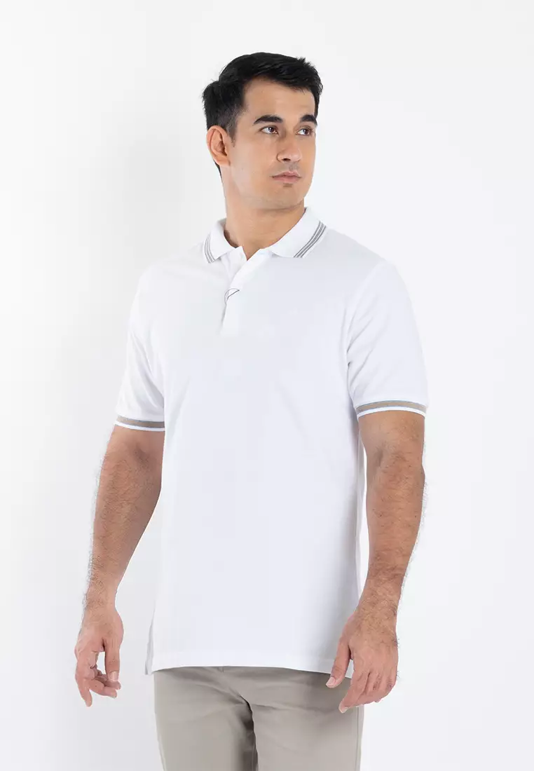 Regular Fit Cotton Polo Shirt With Flat Knit Contrast Trim