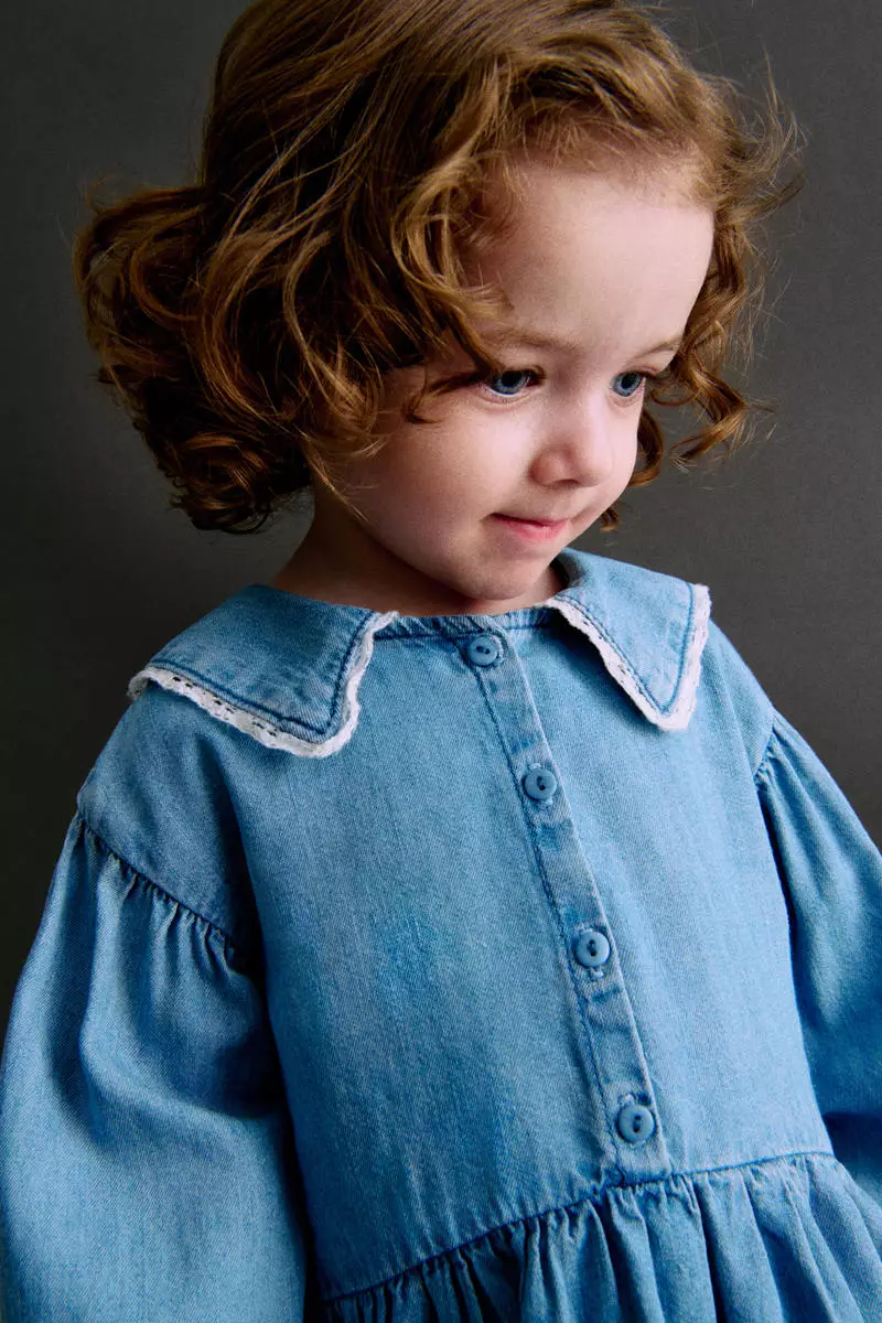 Sailor-collared denim dress
