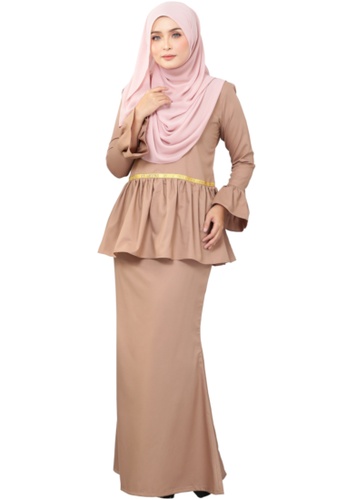 Kurung Peplum Marisa (AEPM03 Light Brown) from ANNIS EXCLUSIVE in Brown