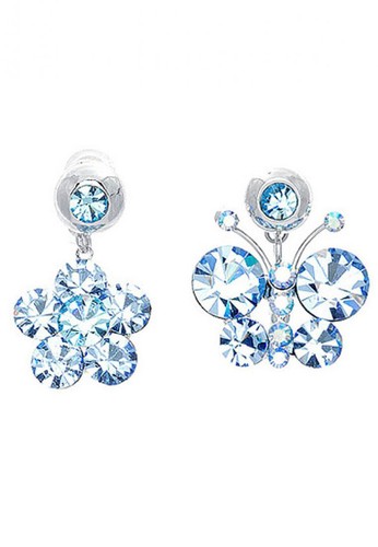Glamorousky blue Glamorousky Elegant Butterfly and Flower Earrings with Blue Austrian Element Crystals Anting Kristal Austria 6E402AC245004AGS_1