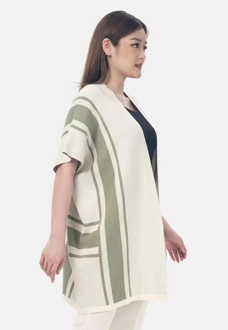 Gio Pattern Knit Cardigan in Green