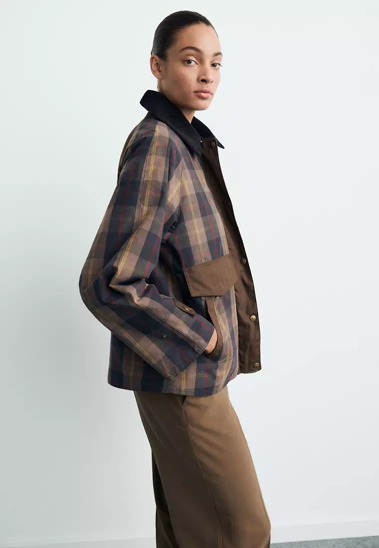Checked Parka With Contrasting Collar