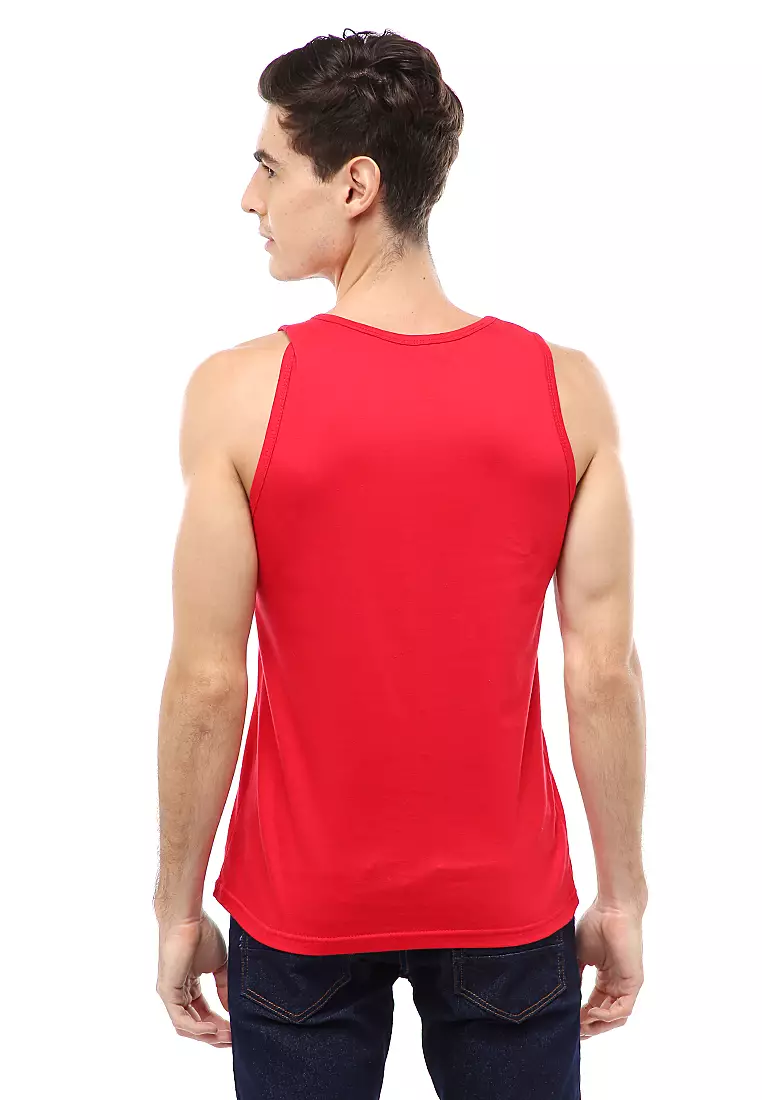 Agies Pakaian Dalam Pria Tank Top Singlet Flag Motive Material Cotton ORIGINAL - Red