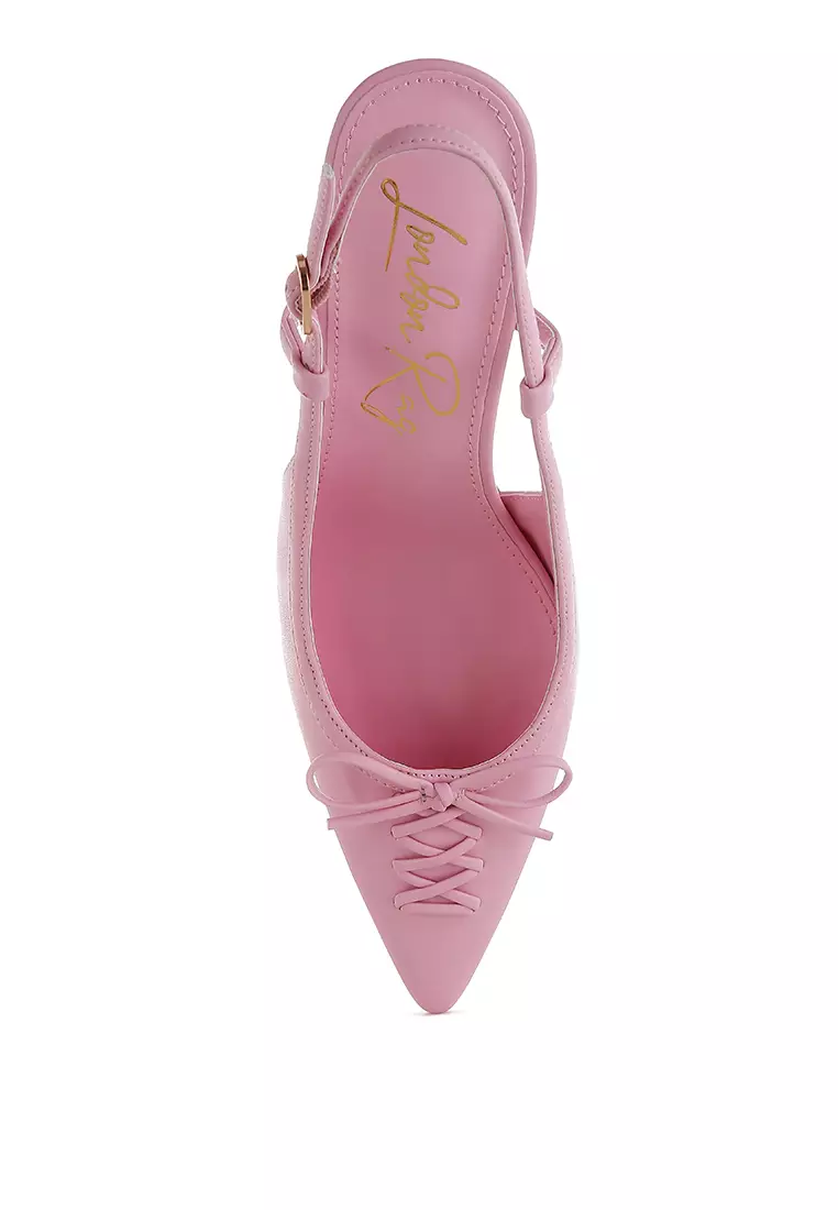 Kitten Heel Pointy Slingbacks in Pink