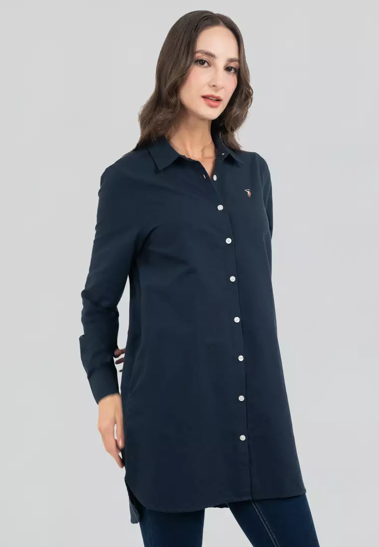 Polo Haus - Women’s Oxford Long Sleeve Shirt Dress WBSD008C