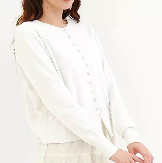 Aurora Pastel Button Knit Cardigan in White