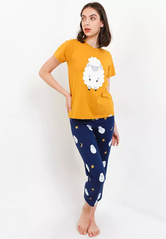 Pyjama Short Sleeve Long Pants Sleepwear