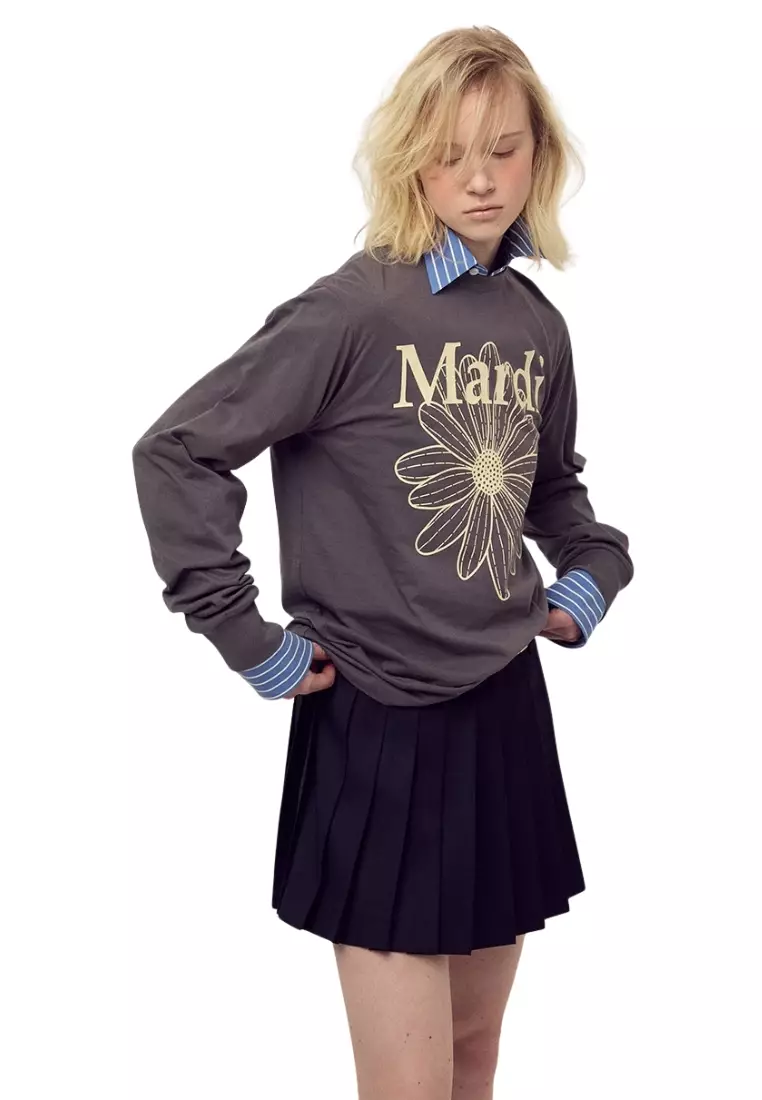 Tshirt Long Sleeve Flowermardi - Charcoal Cream