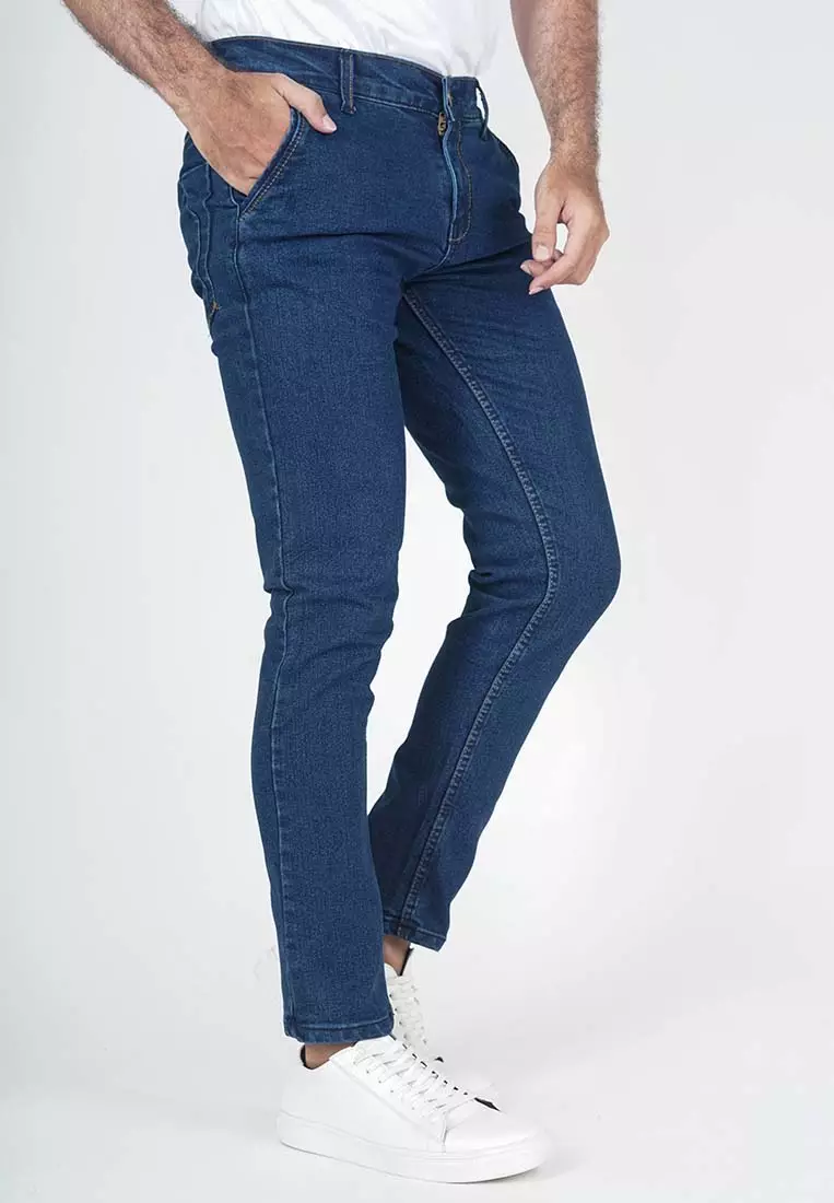 Houseofcuff Celana Jeans Biru Slim Fit Celana Panjang Jeans Biru Polos