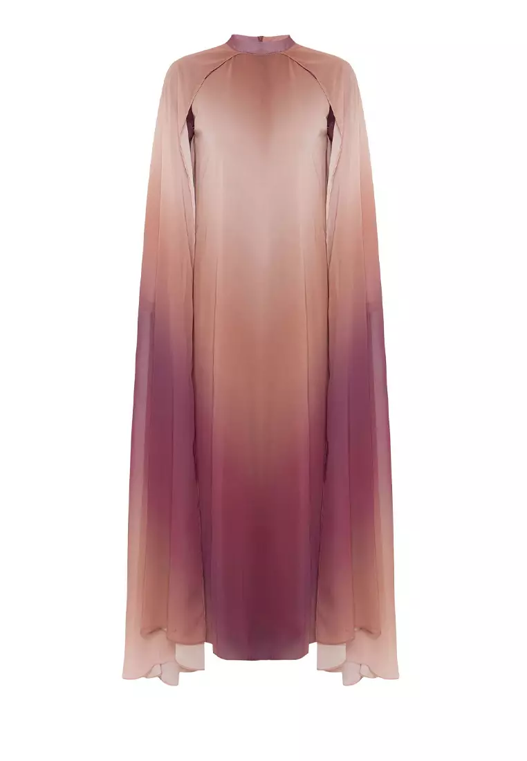 X Ai Brown Gradient Cape Evening Dress Tctaw25Db00019
