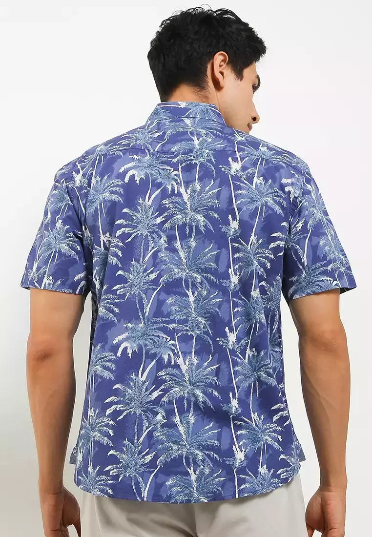 Sharks - Floral Short-Sleeves Shirt - Blue [SGF1P0175]