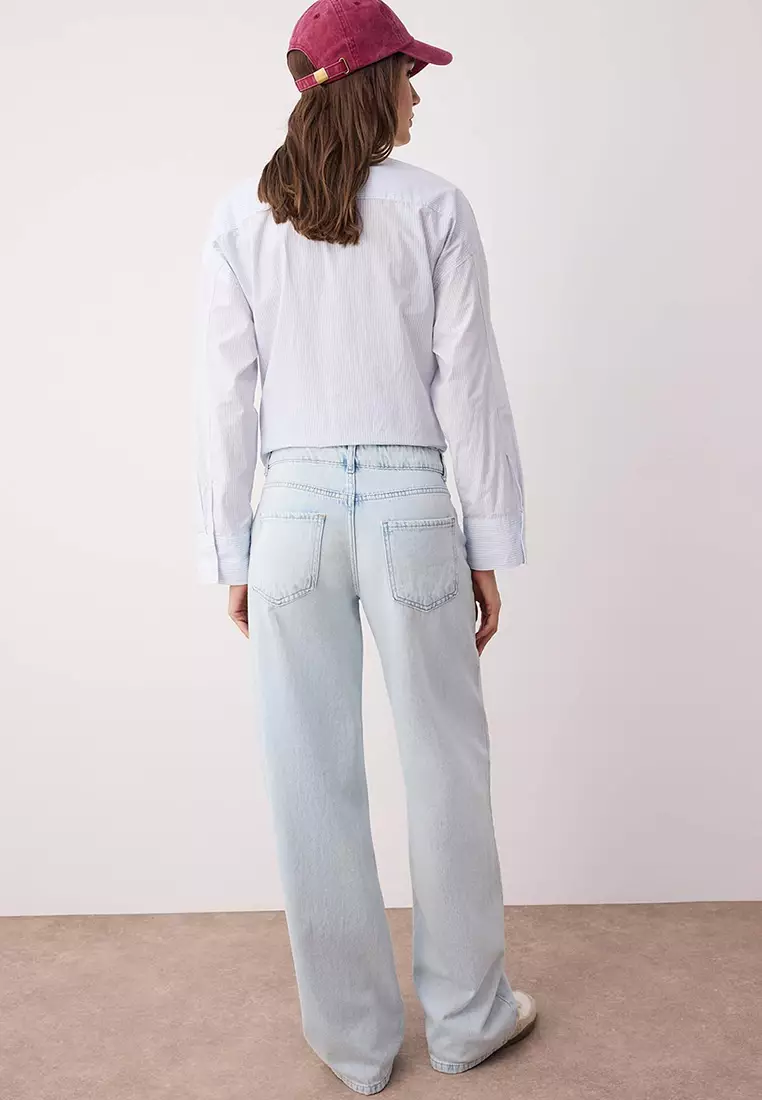 Light Blue Low Waist Wide Leg Jeans