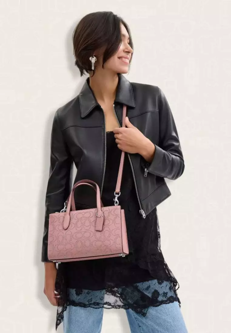 Coach Nina Small Tote Bag With Signature Rivets Pink Petal