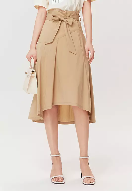 Ireggular Ruffle A-Line Midi Skirt
