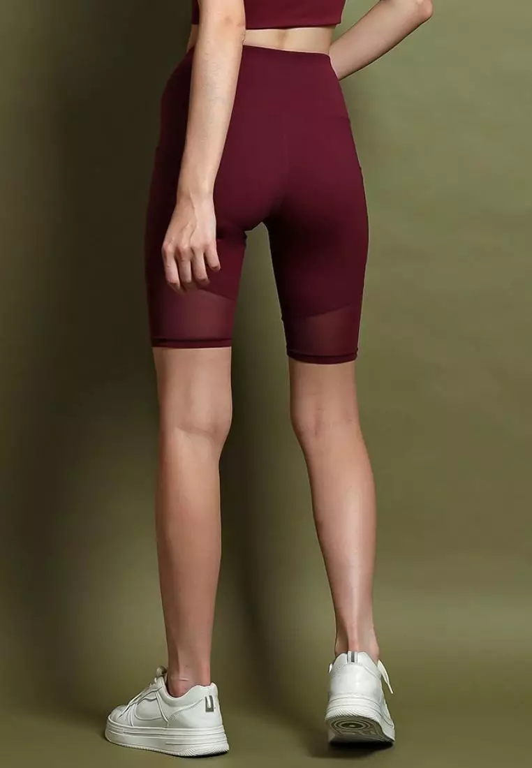 Fitwear - Celana / Legging Pendek Olahraga MARGO DRYFIT KNEE MESH - WINE