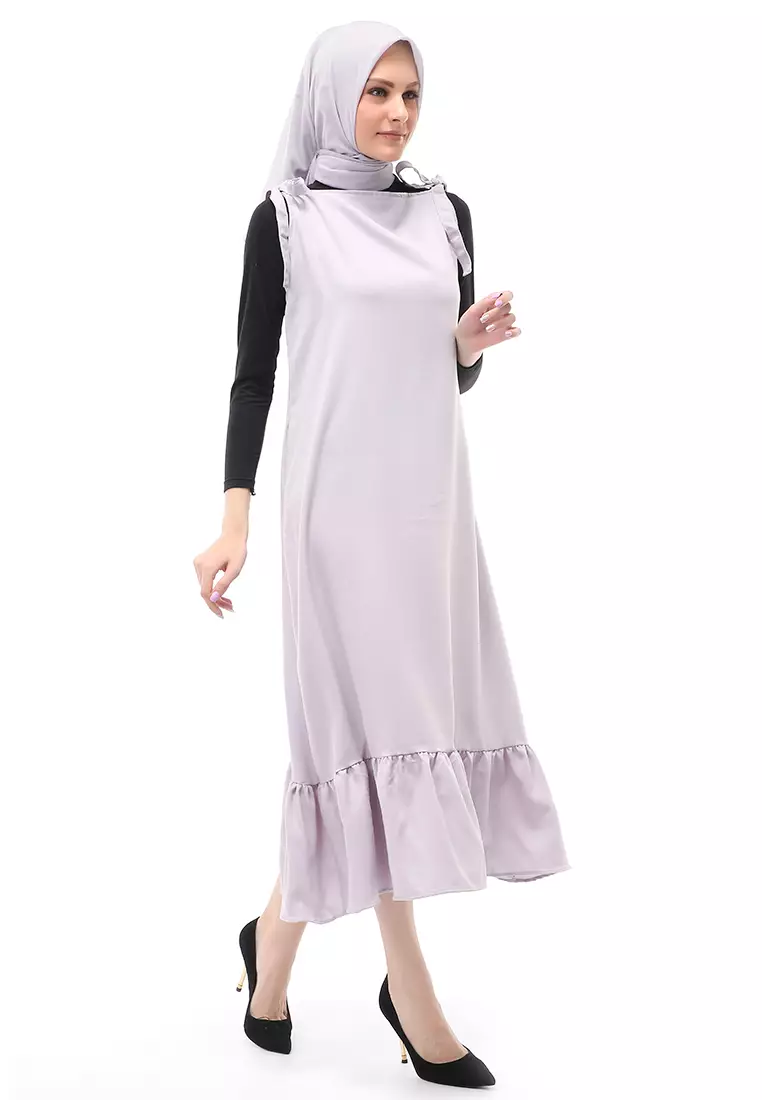 Bilqis Overall Panjang Wanita Rampel Kodok Long Sleeve Regular Fit - Abu