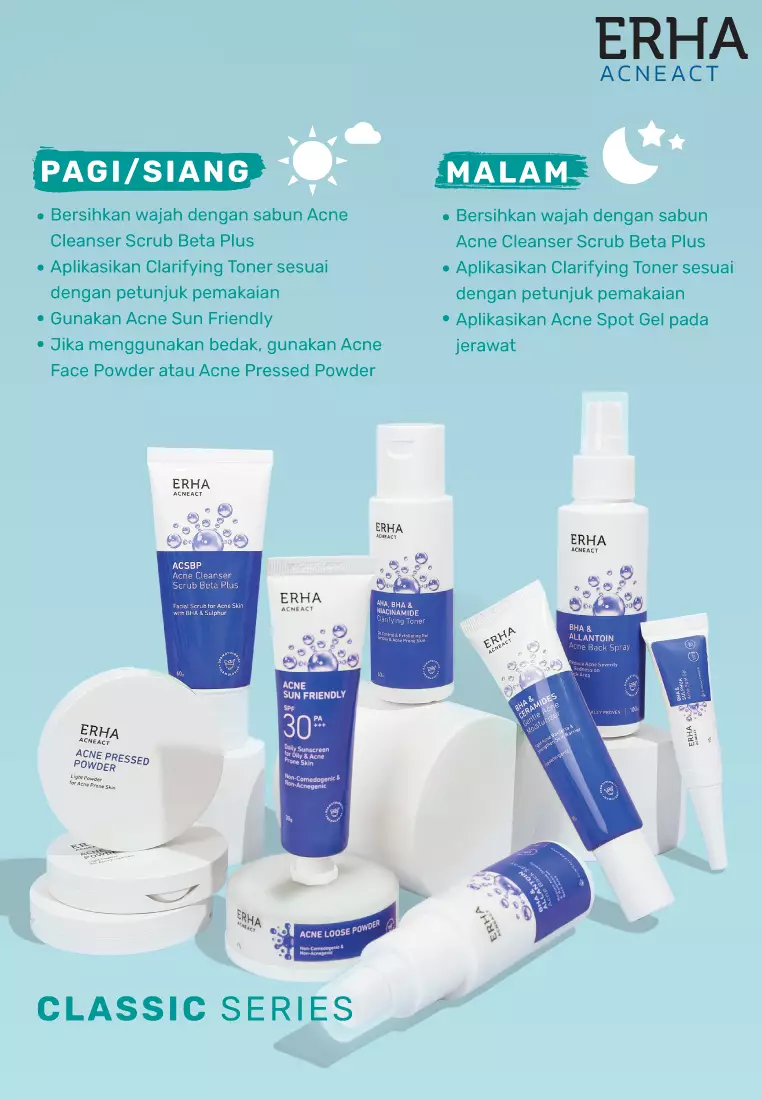ERHA Acneact AHA BHA & Niacinamide Clarifiying Toner 60ml - Toner Wajah Eksfoliasi  Jerawat & Minyak
