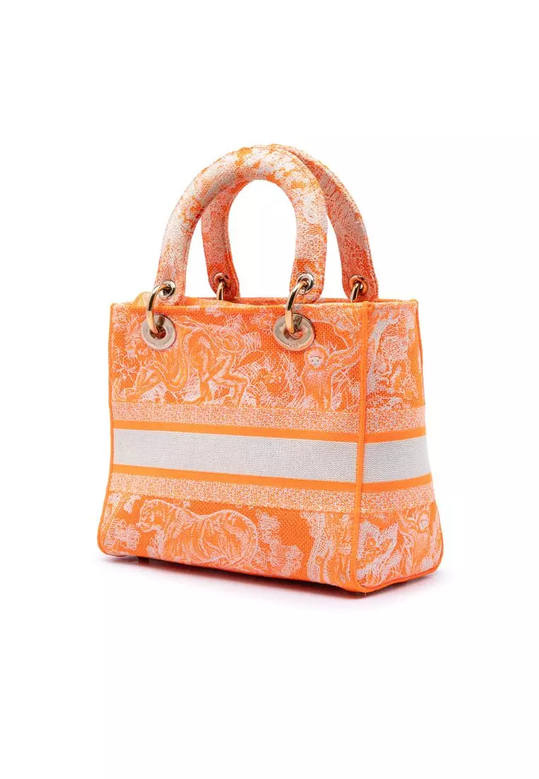 Pre-Loved Dior Medium Embroidered Canvas Toile De Jouy Lady D Lite