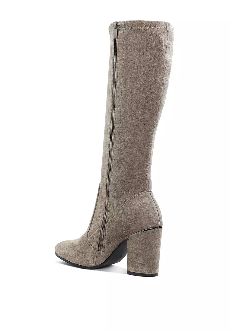 Microfiber Calf Boots in Taupe