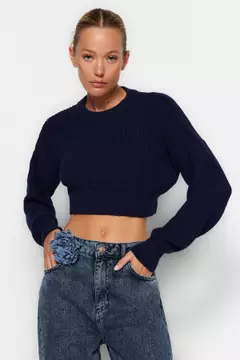 Navy blue hotsell cropped jumper