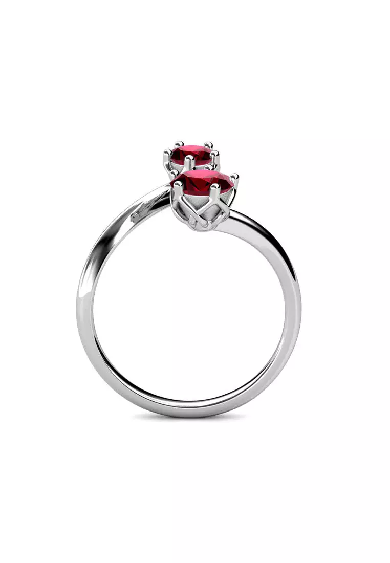 Birth Stone Ring January Garnet WG - Cincin Crystal by Her Jewellery
