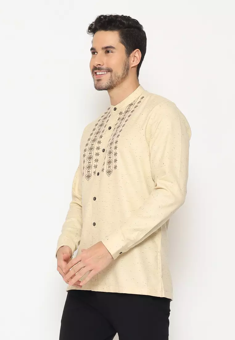 MAGINOT ASRAF WHITE BORDIR Koko Slim Fit Lengan Panjang