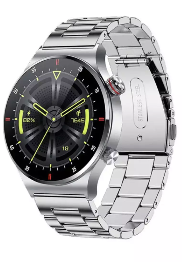 SmartWatch with Stainless Steel Bracelet + 1 Free Rubber Strap