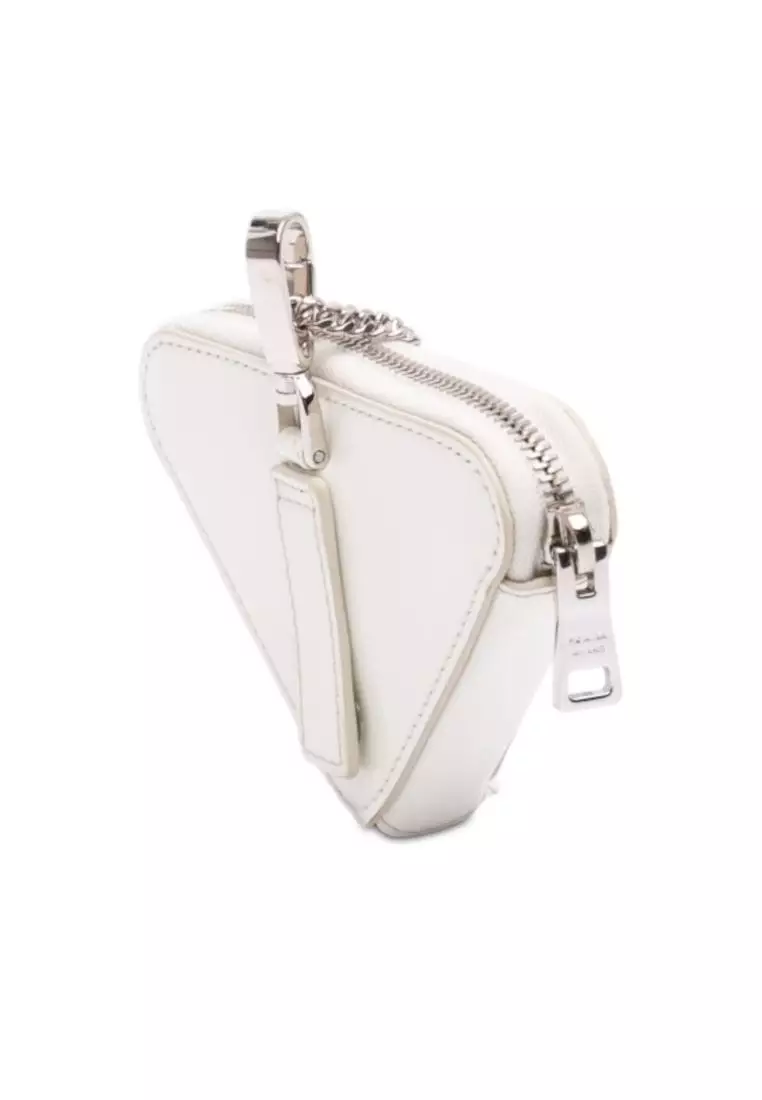 Pre-Loved Prada Mini Brushed Leather Triangle Chain Pouch